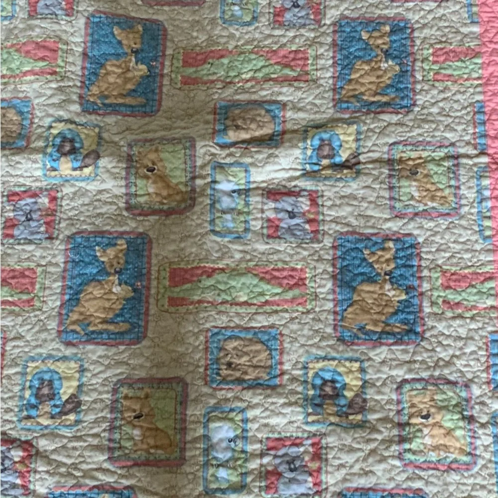 Handmade cotton baby quilt size 41” x 53”